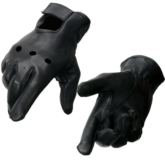 Milwaukee Leather SH868 Men's Classic Driving Black Unlined Deerskin Leather Gloves