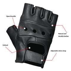 1200.AO - Mens Fingerless Leather Gloves
