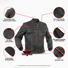 Full Hand Black Leather Motorcycle Jacket