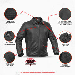 Men's Black Drum Dyed New Zealand Lambskin Jacket