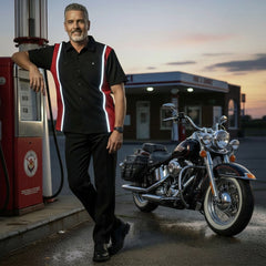 Milwaukee Motorcycle Clothing Co. Men’s Blk/Red Mechanic Work Shirt – w / Reflective Strip, Rider‑Built MDM11607