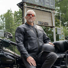 Milwaukee Motorcycle Clothing Co. Men's Contender Scooter Style Black Premium Leather Jacket MMC10001