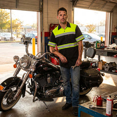 Milwaukee Motorcycle Clothing Co. Men’s Safeway Green/Black Mechanic Rider Ready Shirt w/ Reflective Strip MDM11613