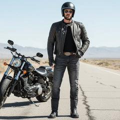 Milwaukee Leather MDM5001 Men's Metro Black CE Armored Motorcycle Riding Denim Jeans Reinforced w/ Aramid Fibers