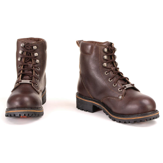 Milwaukee Leather MBL9308 Women's Dark Brown Leather Lace-Up Boots for Bikers | Outdoors | Casual