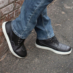Milwaukee Leather MBM9002 Men's Black Leather Reinforced Street Biker Riding Shoes w/ Shift Protect | Ankle Support