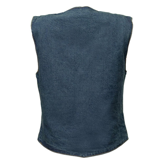 Milwaukee Leather MDL4000 Women's Blue Denim Snap Button Closure Motorcycle Rider Vest