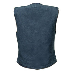 Milwaukee Leather MDL4000 Women's Blue Denim Snap Button Closure Motorcycle Rider Vest