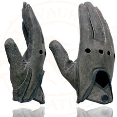 Milwaukee Leather MG7507 Men's Distressed Grey Leather Driving Gloves with Wrist Snap
