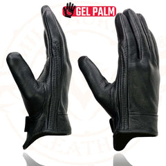 Milwaukee Leather MG7510 Men's 'Gel Palm' Black Short Wrist Leather Gloves