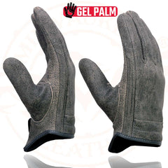 Milwaukee Leather MG7511 Men's 'Gel Palm' Distressed Gray Leather Gloves