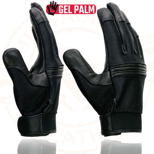 Milwaukee Leather MG7517 Men's Leather and  Mesh Perforated Gloves with Gel Palm and Flex Knuckles