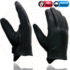Milwaukee Leather MG7522 Men’s Black Leather Waterproof Cruiser Glove with Gel Palm