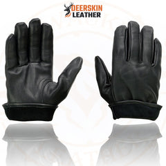 Milwaukee Leather MG7595 Men's Black Deerskin Unlined Motorcycle Gloves w/ Cinch Wrist Closure