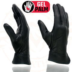 Milwaukee Leather MG7700 Women's Black Lightweight Leather Gloves with Gel Palm