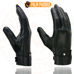 Milwaukee Leather MG7710 Women's Black Perforated Leather Driving Gloves with Gel Palm
