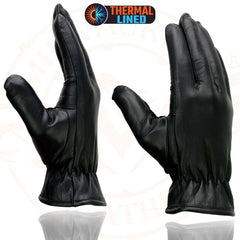 Milwaukee Leather MG7715 Women's Black Leather Thermal Lined Motorcycle Gloves w/ Cinch Wrist Closure