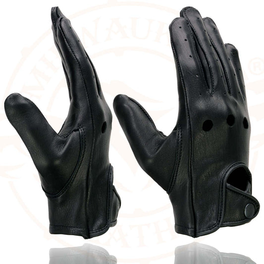 Milwaukee Leather MG7720 Women's Black Leather Unlined Pro Driving Gloves