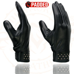 Milwaukee Leather MG7760 Women's Black Leather Gloves with Gel Palms