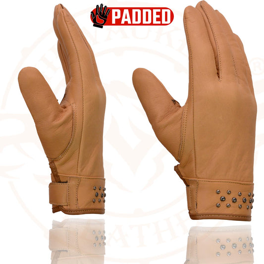 Milwaukee Leather MG7760 Women's Saddle Leather Gloves with Gel Palms