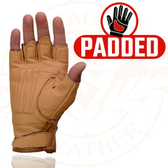 Milwaukee Leather MG7761 Women's Saddle Leather Fingerless Gloves with Gel Palms