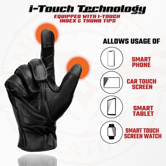 Milwaukee Leather MG7770 Women's 'Laced Wrist' Black Leather Riding Glove with Gel Palms