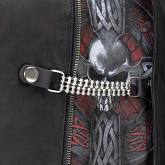 Milwaukee Leather Eagle Head Engraving Medallion Vest Extender - Double Chrome Chains Genuine Leather 6.5" Extension 4-PCS MLA6010SET