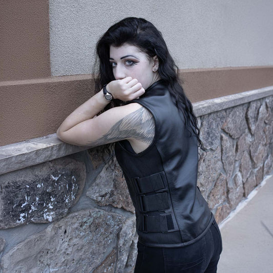Milwaukee Leather MLL4501 Women's 'Basher' Black SWAT Style Club Style Motorcycle Leather Vest