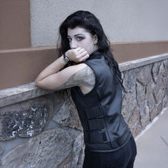 Milwaukee Leather MLL4501 Women's 'Basher' Black SWAT Style Club Style Motorcycle Leather Vest