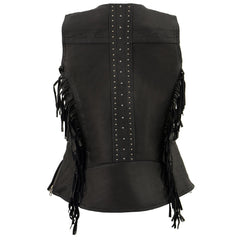 Milwaukee Leather MLL4565 Women's Black Fringed Leather Vest