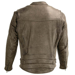 Milwaukee Leather MLM1503 Men's Distressed Brown ‘Racer’ Motorcycle Vented Leather Rider Jacket