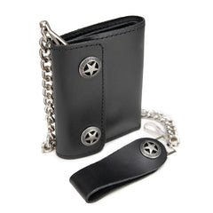 Milwaukee Leather MLW7823 Men's 7" Leather Bi-Fold Biker Wallet w/ Multiple Storage and Swivel Trigger Clip Anti-Theft Stainless Steel Chain