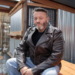 Milwaukee Motorcycle Clothing Co. Men's Unforgiven MC Style Vintage Brown Leather Jacket w/ Lapel Collar MMC10005