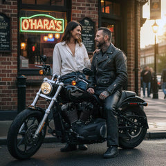 Milwaukee Motorcycle Clothing Co. Men’s Branson Black Premium Leather Biker Lined Pants –  5-Pocket  MMC50000