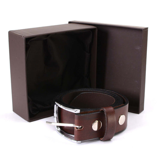 Milwaukee Leather MP7118 Men's Classic Brown Leather Belt with Brass Buckle
