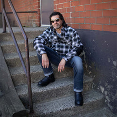 Milwaukee Leather Men's Black and White Heavy-Duty Checkered Flannel Riding Shirt - Warm Lined - Zippered Hand Pockets - MPM1638