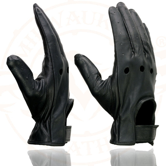 Milwaukee Leather SH247 Men's Black Leather Unlined Classic Style Driving Gloves