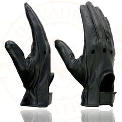 Milwaukee Leather SH247 Men's Black Leather Unlined Classic Style Driving Gloves