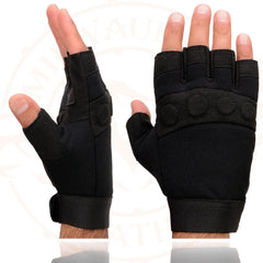 Milwaukee Leather SH44610 Men's Black Textile Fingerless Mechanics Gloves with Amara Bottom