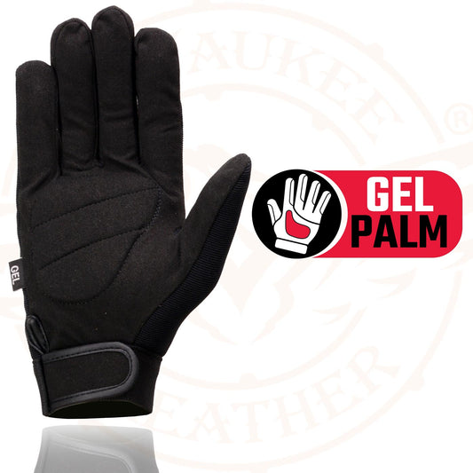 Milwaukee Leather SH44612 Men's Black Textile Mesh Gel Palm Motorcycle Mechanics Gloves w/ Amara Cloth Bottom