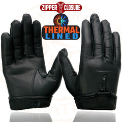 Milwaukee Leather SH728 Women's Black Thermal Lined Leather Gloves with Zipper Closure