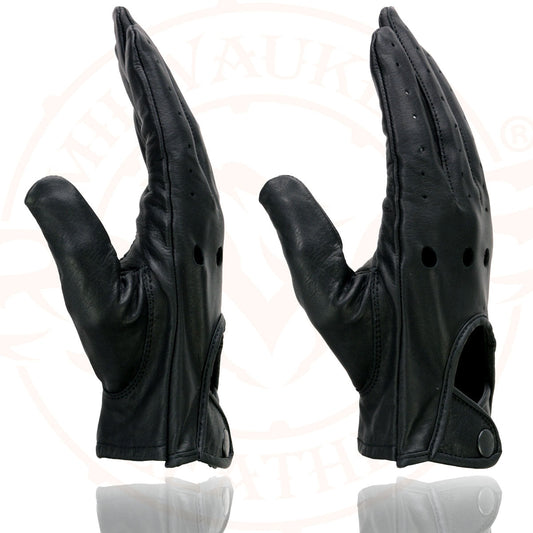 Milwaukee Leather SH729 Men's Black Unlined Leather Pro Driving Gloves