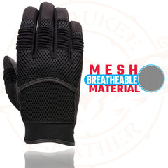 Milwaukee Leather SH791 Men's Black Mesh and Leather Racing Gloves with Leather Palm