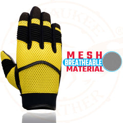 Milwaukee Leather SH791 Men's Black and Yellow Mesh and Leather Racing Gloves
