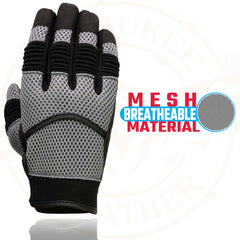 Milwaukee Leather SH791 Men's Black with Grey Mesh and Leather Racing Gloves