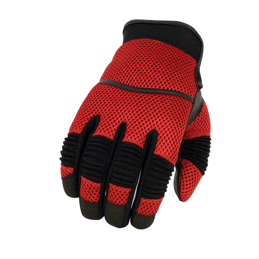 Milwaukee Leather SH791 Men's Black and Red Mesh and Leather Racing Gloves
