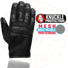 Milwaukee Leather SH802 Women's Black Leather and Mesh Racing Gloves with Padding