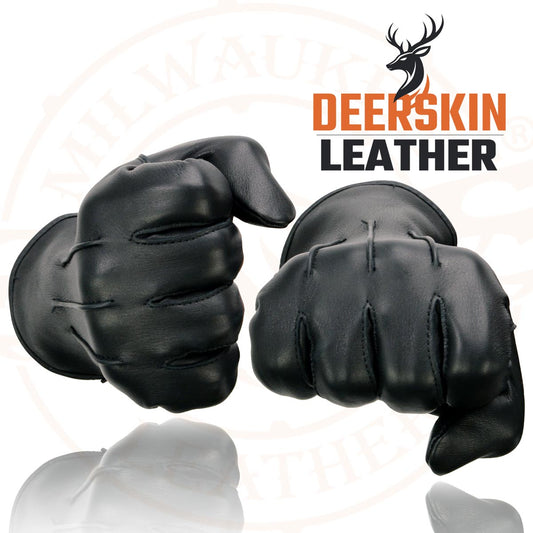Milwaukee Leather SH875 Men's Black Thermal Lined Deerskin Leather Gloves