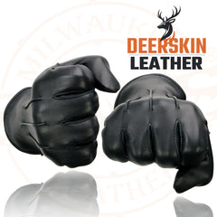 Milwaukee Leather SH875 Men's Black Thermal Lined Deerskin Leather Gloves