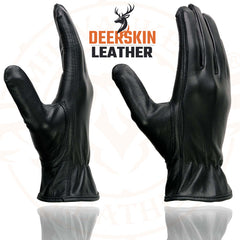 Milwaukee Leather SH886 Women's USA Deerskin Black Leather Unlined Lightweight Motorcycle Rider Gloves